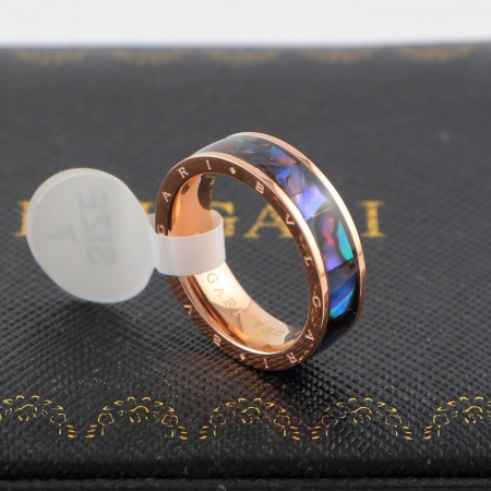宝格丽窄版树脂彩色戒指 镀18K彩金 戒指情侣指环钛钢玫瑰金