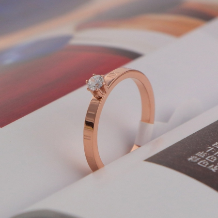 罗马数字单钻窄版戒指 钛钢字母戒指情侣指环批发