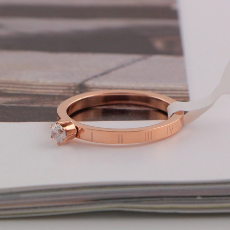 罗马数字单钻窄版戒指 钛钢字母戒指情侣指环批发