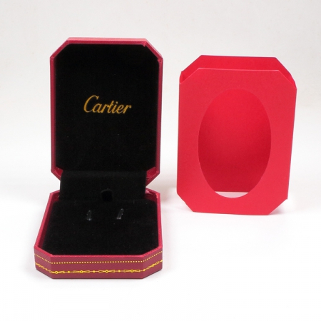 卡地亚高档项链盒耳环盒手镯盒 字母红色漆皮烫金logo首饰盒包装盒袋