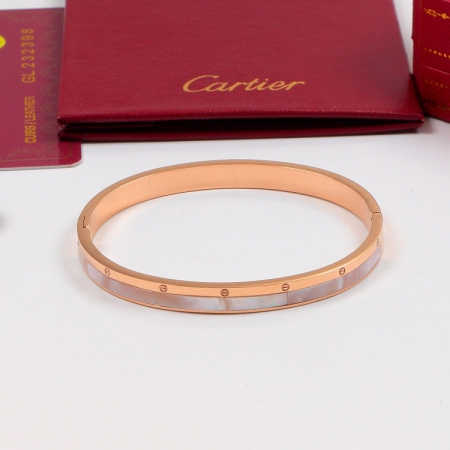 卡地亚白贝壳螺丝手镯 18K玫瑰金钛钢永恒之环手环不褪色