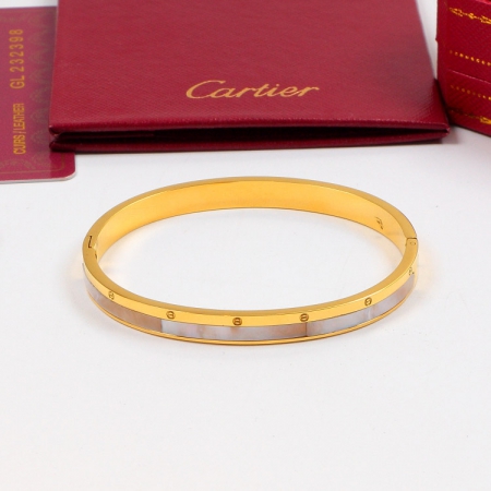 卡地亚白贝壳螺丝手镯 18K玫瑰金钛钢永恒之环手环不褪色
