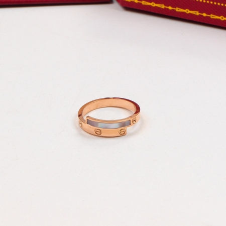 卡地亚贝壳螺丝戒指 钛钢男女对戒18k玫瑰金戒指情侣指环批发