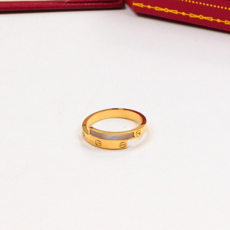 卡地亚贝壳螺丝戒指 钛钢男女对戒18k玫瑰金戒指情侣指环批发