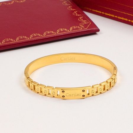 卡地亚方牌镂空手镯 18K玫瑰金钛钢永恒之环手环不褪色