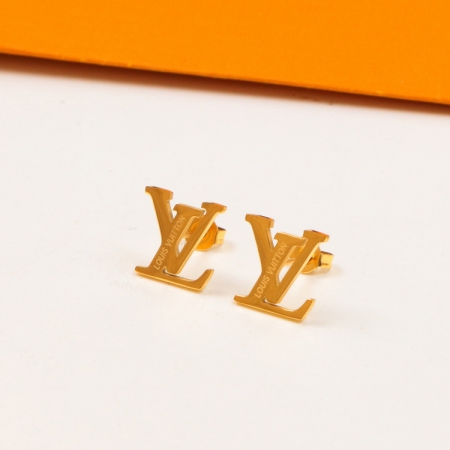 LV立体字母耳钉 经典欧美时尚新款钛钢耳环情侣饰品批发