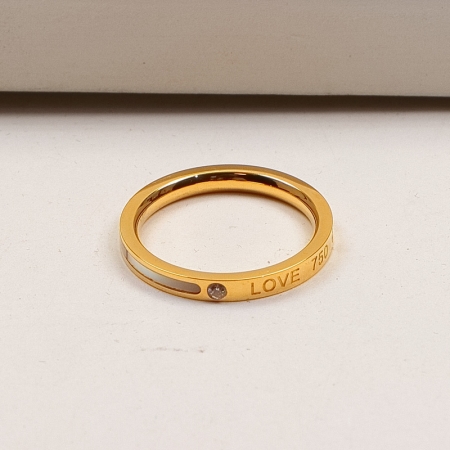 钛钢戒指小众高级感轻奢不掉色白贝壳LOVE镶钻跨境ins风个性复古