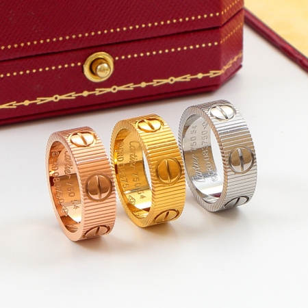 卡地亚LOVE Unlimited竖纹戒指 钛钢男