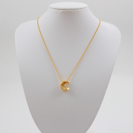 香奈儿菱形纹水冰月项链 时尚钛钢材质新款短链批发