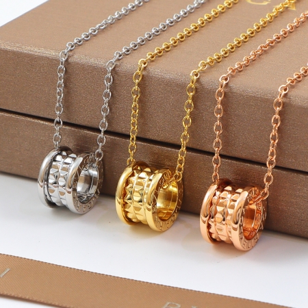 宝格丽慈善款小红人铆钉弹簧项链 情侣明星款锁骨链钛钢批发