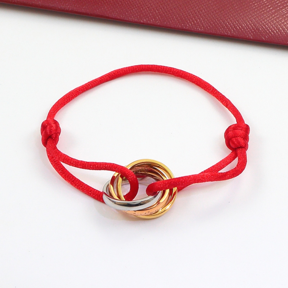卡地亚 三色三环幸运绳红绳可伸缩男女情侣多色手绳
