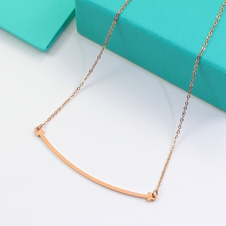 蒂芙妮18K明星同款笑脸项链 钛钢微笑女锁骨链