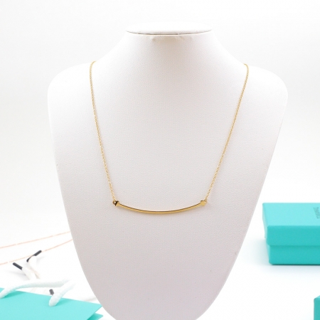 蒂芙妮18K明星同款笑脸项链 钛钢微笑女锁骨链