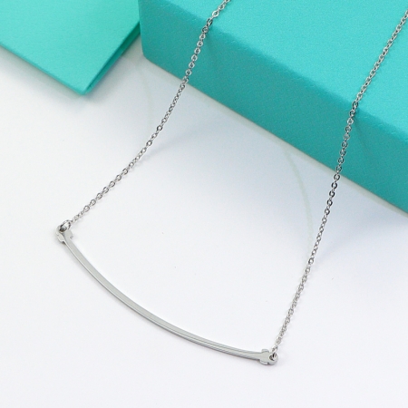 蒂芙妮18K明星同款笑脸项链 钛钢微笑女锁骨链