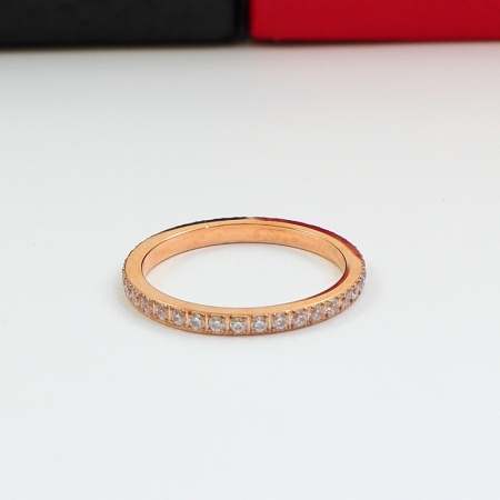 欧美新款一圈钻戒指 钛钢玫瑰金时尚指环尾戒碎钻排戒
