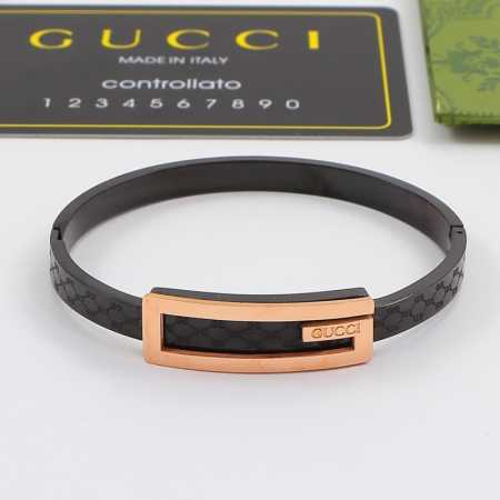 古驰大G经典菱形格钛钢镀18k玫瑰金男女情侣手镯手环礼物