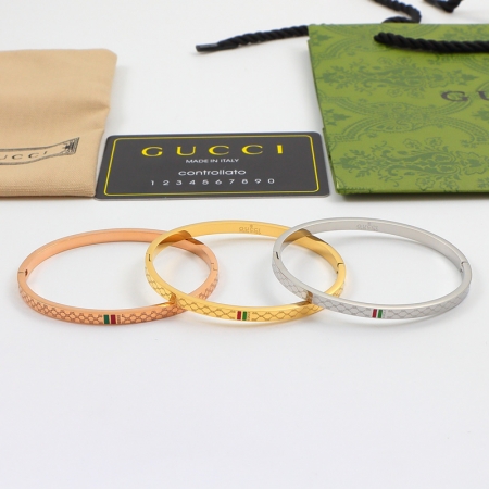 古驰窄版字母手镯 钛钢镀18K玫瑰金手环女士彩金手环批发