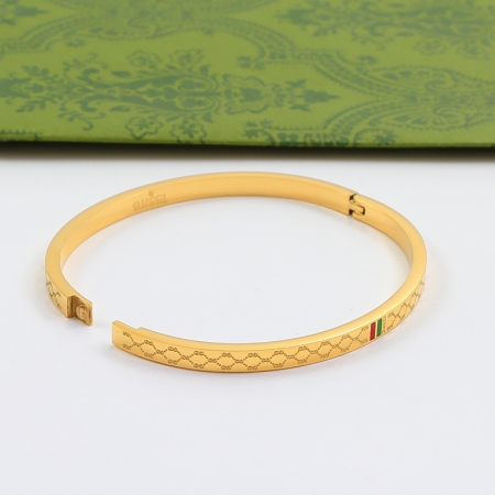 古驰窄版字母手镯 钛钢镀18K玫瑰金手环女士彩金手环批发