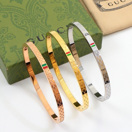 古驰窄版字母手镯 钛钢镀18K玫瑰金手环女士彩金手环批发