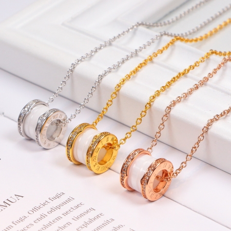 CNC高版本罗马数字陶瓷情侣项链潮流18k玫瑰金时尚锁骨链