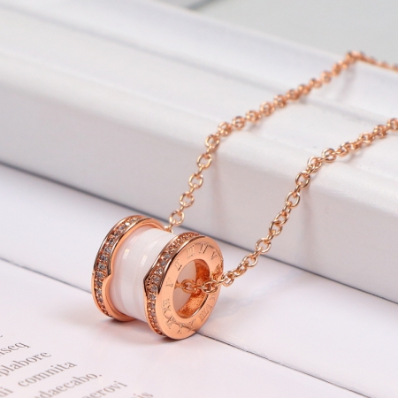 CNC高版本罗马数字陶瓷情侣项链潮流18k玫瑰金时尚锁骨链